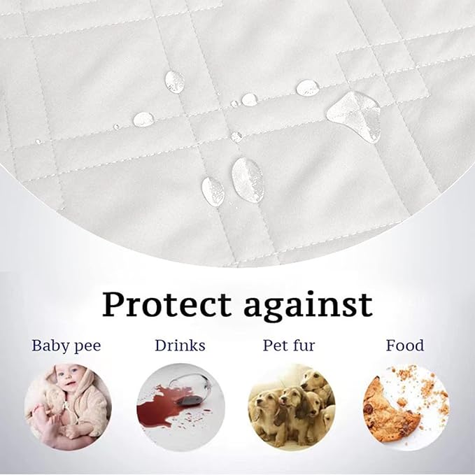Waterproof Dog Bed Covers for Couch Protection, Water-Resistant Soft Dog Pet Blanket Anti-Slip Dog Blanket for Bed, for Furniture Bed Couch Sofa (Ivory White,82x102inch)