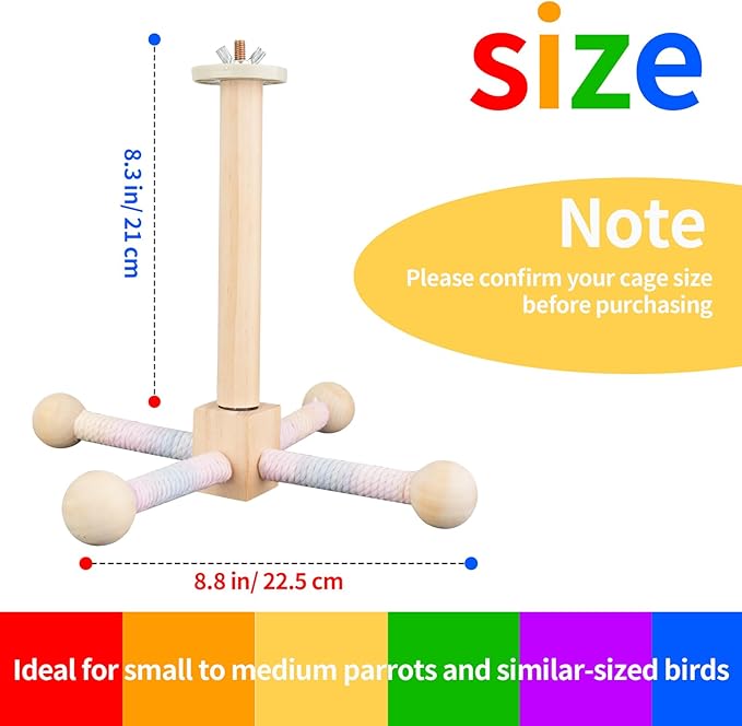 Bird Stand Perch Toy,Parrot 360° Interactive Rotating Toy,Bird Stand Perch Toy for Small Medium Birds,Wooden Stand for Parakeets Cockatiels Lovebirds Conures Finches Budgies
