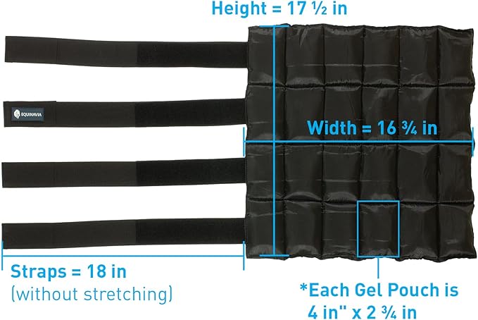 Equinavia Cool Relief Therapy Ice Boots Leg Wraps Pair for Horses, Gel Pack with Adjustable Straps | 16.5" x 15.5" with Storage Bag - Navy Blue - Pair - One Size