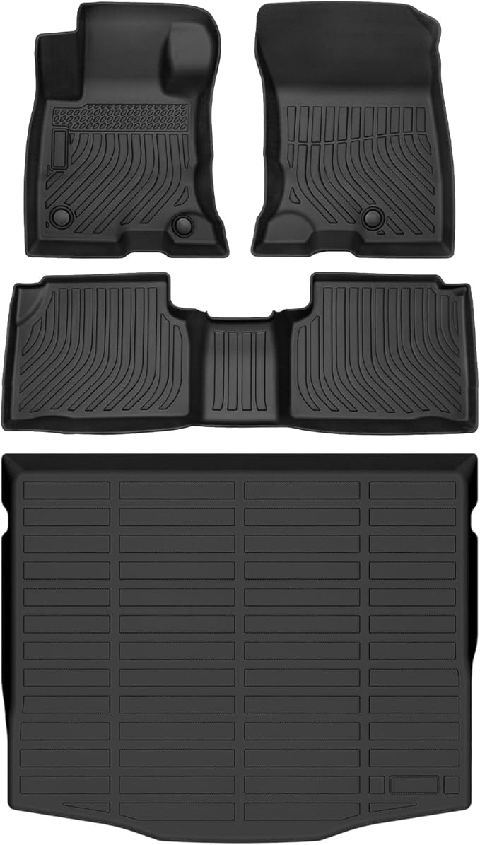 Hutisya-Floor Mats & Cargo Liner Set Fit for Ford Escape Hybrid 2020-2025 All Weather Protection Anti-Slip & Durable TPE Full Set Liners Automotive Accessories-Black
