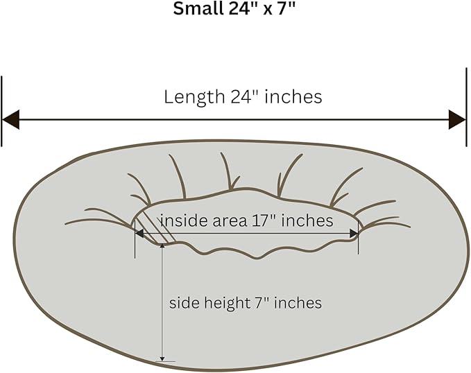 Organic Cotton Canvas Dog Bed: Removable Cover, Natural Fill - Made in USA (Medium Brown, Small 24" x 7" inches)