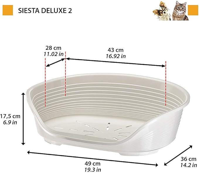 Ferplast Siesta Deluxe 2 Cat and Dog Bed, 49 x 36 x 17.5 cm, Burgundy