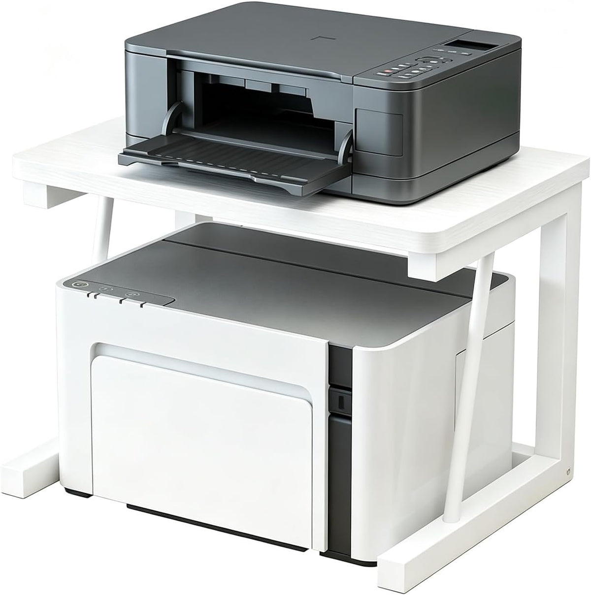 2-Tier Desktop Printer Stand, 22.5 x 14.8 x 15 in, White