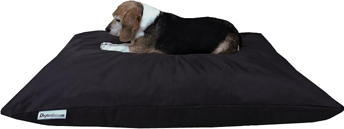 Dogbed4less Shredded Memory Foam Pillow Dog Bed with Waterproof Liner and Machine Washable Cover (After Dark Oxford, Large 48"X29")