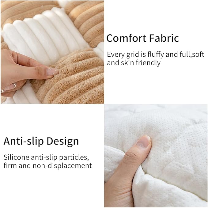 Fuzzy Couch Covers for Pets, Couch Protector for Dogs Garden Chic Cotton Protective Couch Cover, Pet Mat Bed Couch Cover (Light Coffee, 23.6 x 63in)