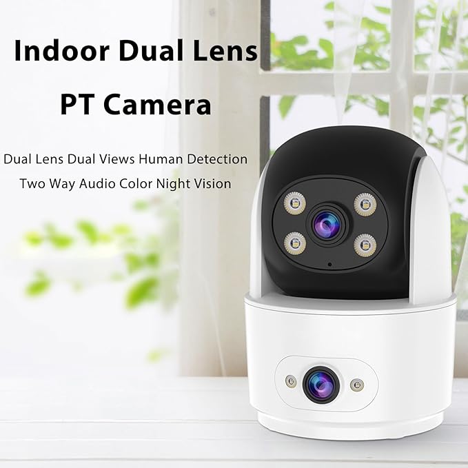 Yinhing 3MP Dual Lens Indoor Security Camera, AI Human Detection Auto Tracking 2.4GHz WiFi Pet Camera with Two Way Audio Color Night, for Home Baby Monitoring (US Plug)