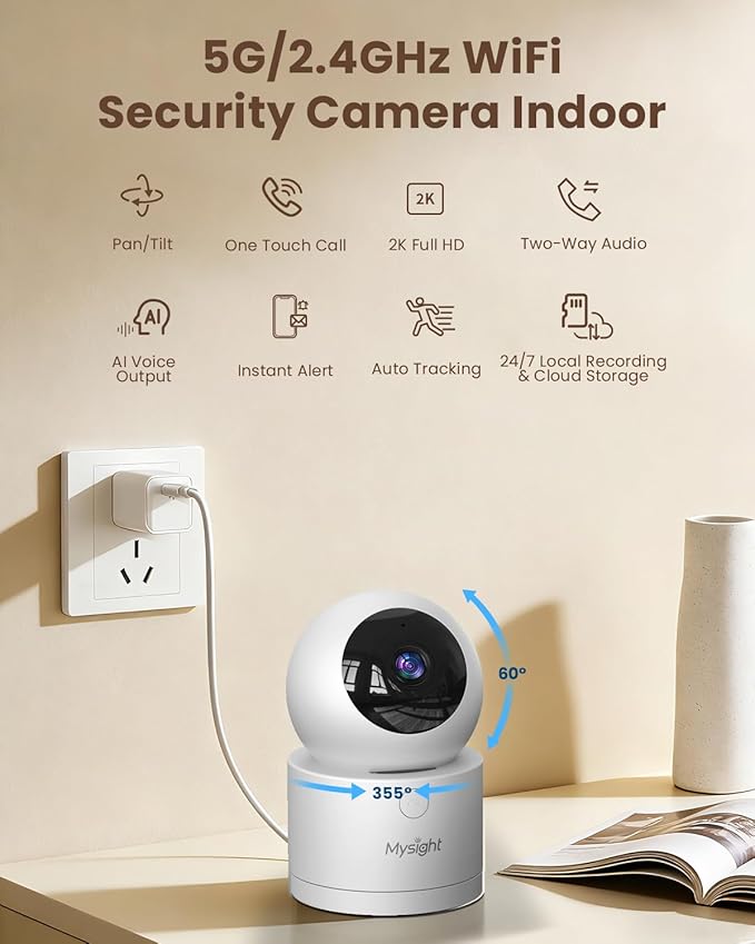 Pet Camera, 5G/2.4GHz Dog Camera with Phone App, 360° Pan/Tilt Security Camera Indoor, One Click Call for Baby Monitor, AI Voice Change for 2-Way Talk, Motion Detection, Cloud/Local SD Storage, 2Pack