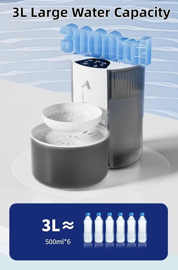 Wireless Cat Water Fountain No Filters, 3.5L Automatic Wastewater Separation Pet Water Fountains for Cats Indoor, Quiet Cat Dog Water Dispenser Rechargeable Kitty Drinking Fountains - for Pets