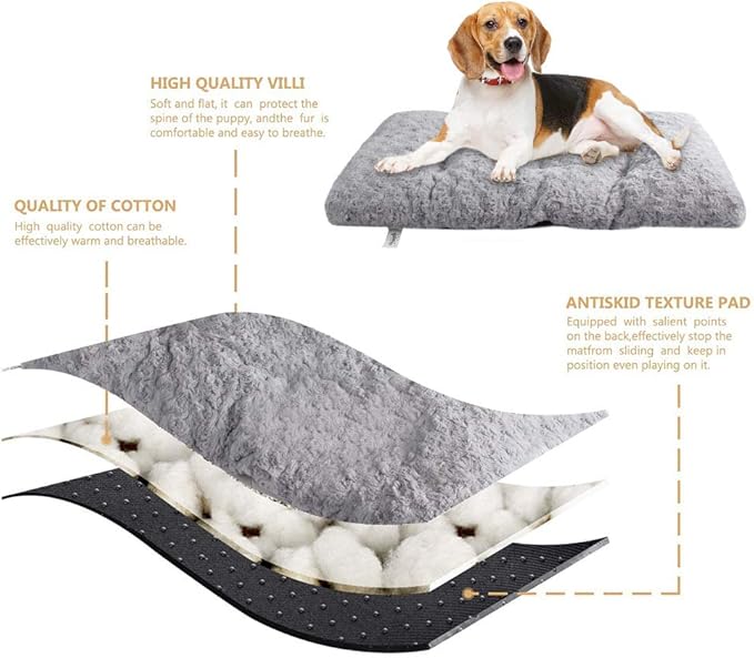 PAWISE Shape Memory Dog Bed Deluxe Plush Mattress for Dogs & Cats Nonslip Bottom Pet Beds for Medium Large Dogs 35.8 X 24in