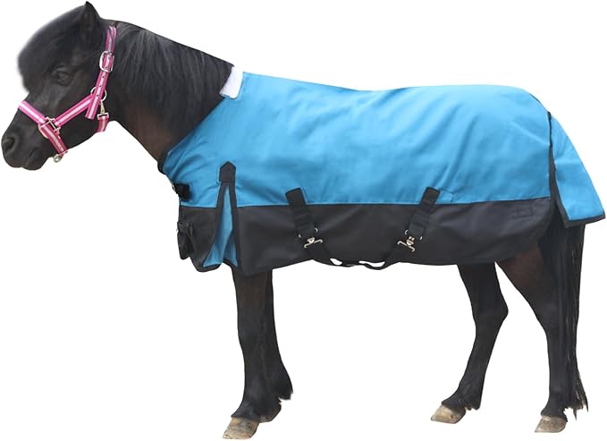 Mini Horse/Pony/Foal/Miniature Size 36"-51" Lightweight Waterproof & Breathable 1200 Denier Turnout Blanket with No Filling Peacockblue 39"