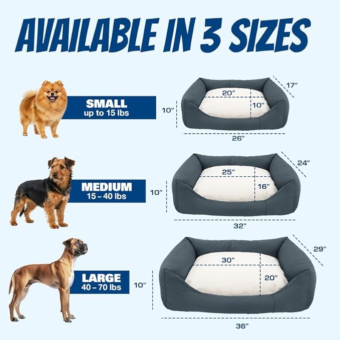 Ships Next Day, Made in USA - Custom Dog Bed – Dog/Puppy Bed w/Navy Blue Base - Personalized Pet Photo Upload - Indoor Use - Ideal Gift - Available in 3 Sizes (20x15.5 Inches)