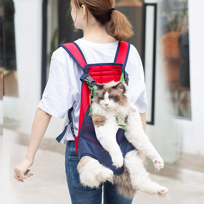 Lifeunion Legs Out Dog Carrier Backpack Hands-Free Adjustable Pet Travel Carrier for Small Medium Dogs Cats Motorcycle Hiking Walking (Green+Blue)