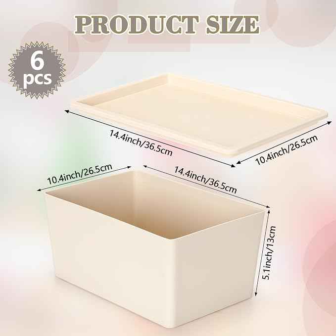 Menkxi 6 Pcs Large and Small Plastic Storage Bins