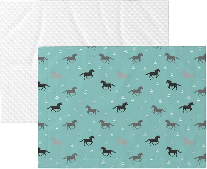 Two Sided Plush Pet Blanket for Warmth Comfort, Wild Horses, Reversible Throw with Cozy Nubby Side for Chilly Nights Napping Spots Around House