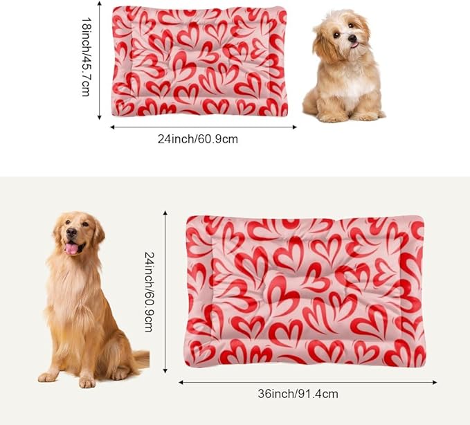 Comfortable Cat Beds with Anti- Slip Bottom, Love Hearts Valentine Gift Pet Sofa Dog Kennel Pad Puppy Dog Bed Cozy Mats for Indoor& Outdoor Sofa Cars, Machine Washable 24 × 18 inch