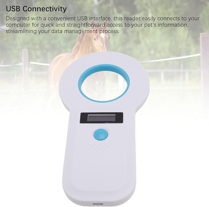 15 Digits Pet Chip Reader USB Connectivity Supports FDX B for EMID Double Frequency Pet Identification Ideal for OntheGo Scanning (White)