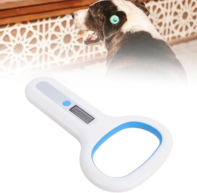 Pssopp Pet Microchip Scanner, Bluetooth Animal Tag Reader with 128 Data Storage and OLED Display for Dogs Cats Pigs Chickens Ducks Cattle Sheep (White)
