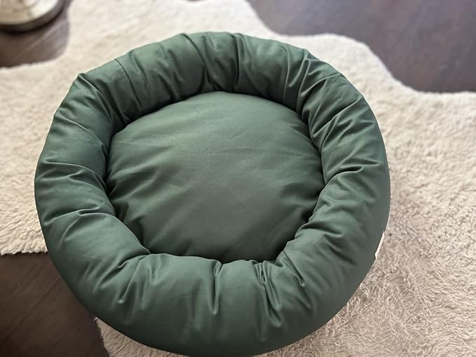 Organic Cotton Canvas Dog Bed: Removable Cover, Natural Fill - Made in USA (Sage Green, X Large 42" x 8" inches)