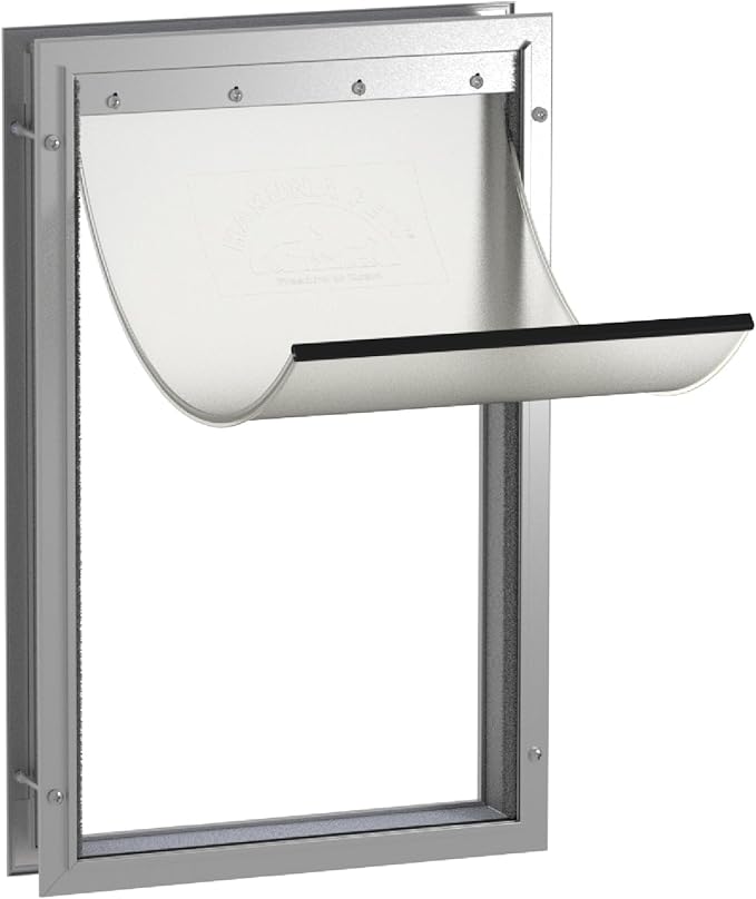 Hakuna Pets Deluxe Aluminum Pet, Cat and Dog Door with 2-Way Locking Panel for Screens, Doors and Walls up to 2.8" Thick, X-Large, Silver