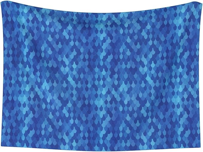 Double Sided Plush Pet Blanket with Cozy Dot Texture and Smooth Reverse, Blue Mermaid Scales, Reversible Throw for Dogs Cats on Couches Beds Crates