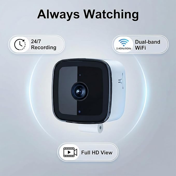 Smart 2K Window Security with Peel-and-Stick Installation, Bluetooth, AI Color Night Vision, 24/7 Continuous Recording for Home Security&Pet Monitoring&Driveway Surveillance (USB)