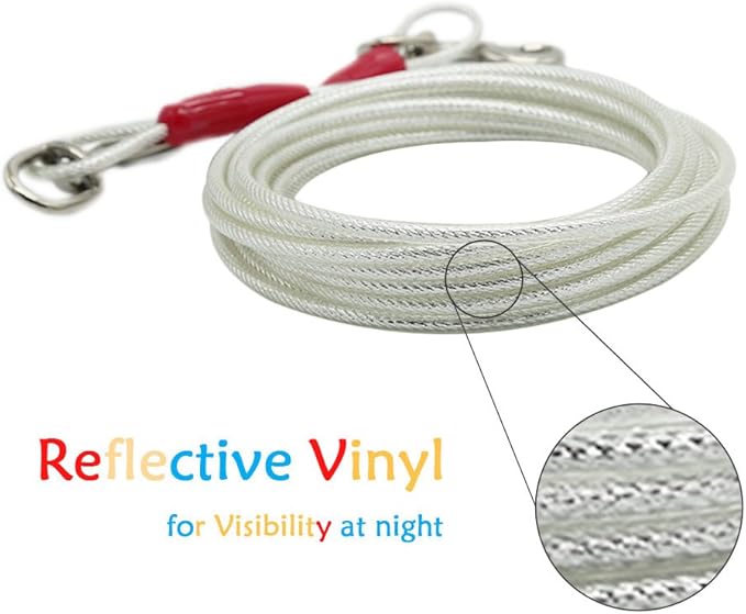 Petest 25ft Reflective Tie-Out Cable for Super Dogs Up to 250 Pounds