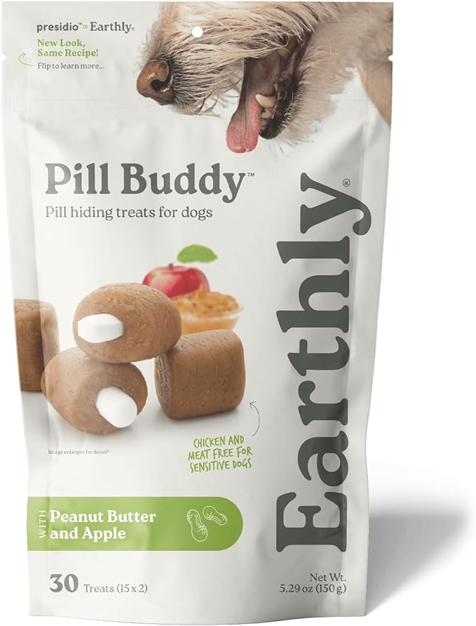 Earthly Pill Buddy Naturals - PB & Apple Recipe Pill Hiding Treats for Dogs - Make A Perfect Pill Concealing Pocket Or Pouch for Any Size Medication - 30 Servings