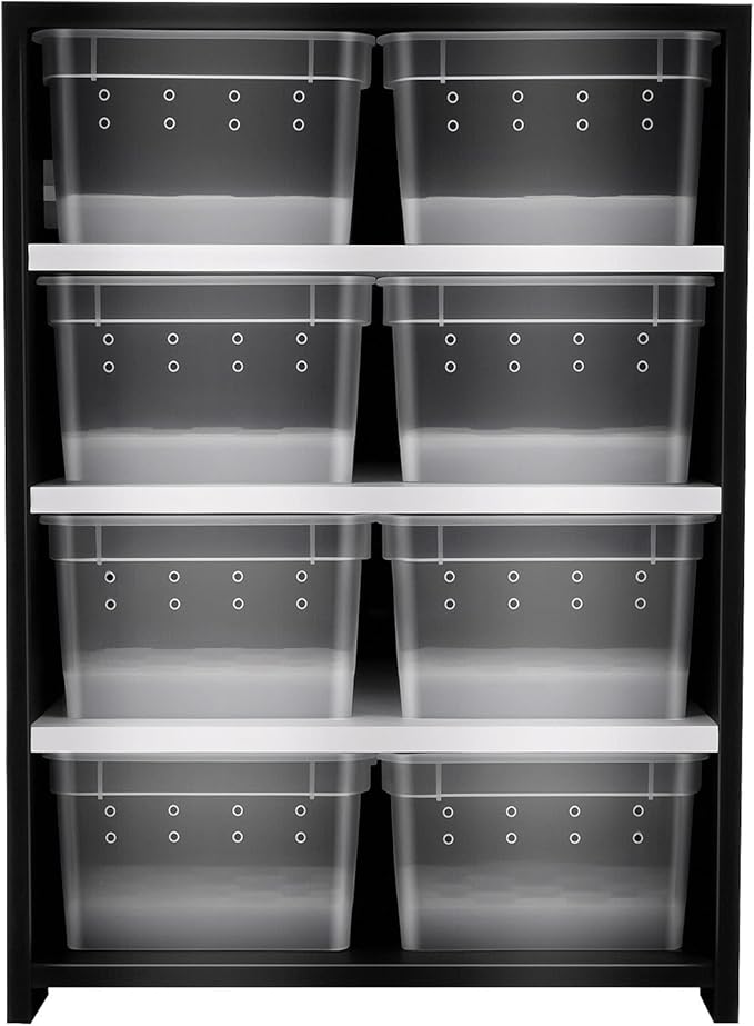8-Grid Pet Breeding Box, Large Reptile Cage Clear Pet Terrarium Tank Multipurpose 2mm Breathing Hole Multipurpose Feeding Box with 25W Constant Temperature Heating Pad