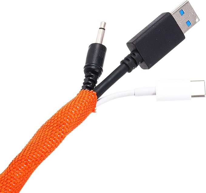 MECCANIXITY Braided Cable Sleeves Heat Shrinkable Fabric Sleeving, 1 1/4" 40ft Orange 2:1 Ratio Heat Shrinkable Cord Protector for Harness Cable, Network Cable Protection, Cable Management