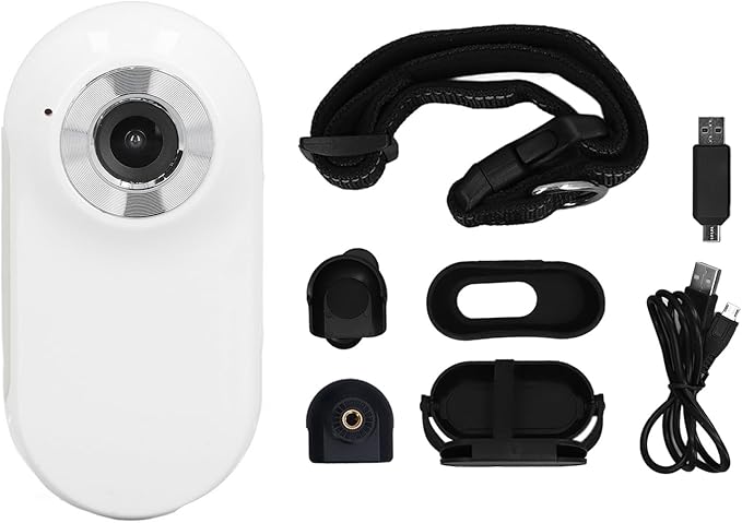 Jiawu Cat Collar Camera, HD 1080P Pet Camera Collar, 120° Wide Angle Dog Collar, Mini Sport Action Camera, Portable Camera for Cats, Dogs, Outdoor, Inoor (White)