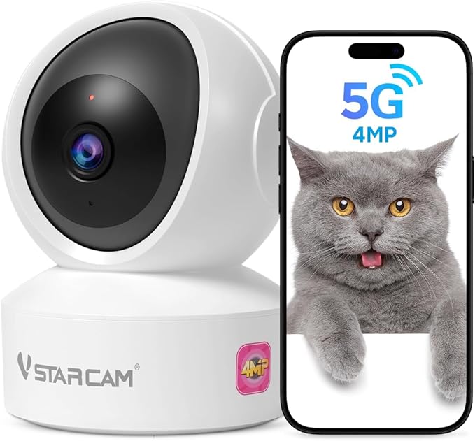VSTARCAM 5G Security Camera Indoor, 4MP 2.5K Pet Camera with Speaker for Dog/Cat, Baby Monitor with Phone App, Dual-Band WiFi, Auto Tracking, IR Night Vision, 2-Way Talk, Cloud & SD Card Storage