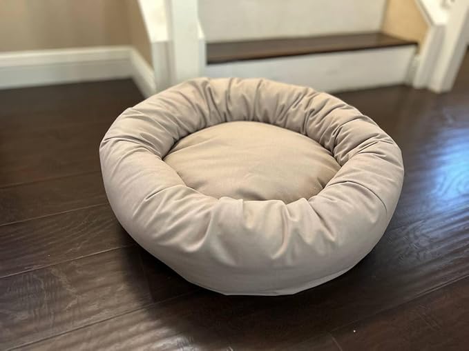 Organic Cotton Canvas Dog Bed: Removable Cover, Natural Fill - Made in USA (Gray, Large 35" x 8" inches)