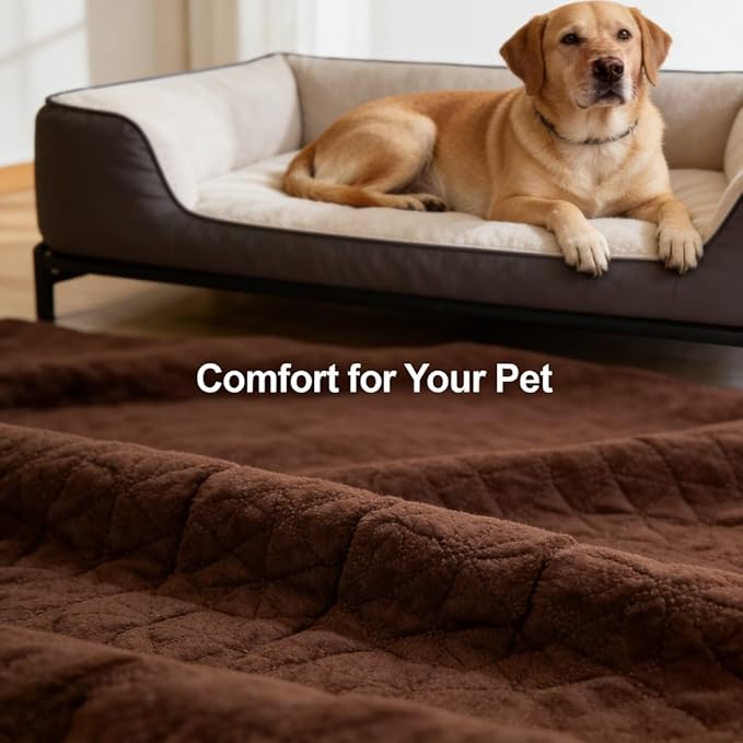 Waterproof Dog Bed Cover, Furniture Protector, Brown 52x82in - Slip, Washable, Non Slip Bottom, Pet Sofa and Bed (52x82inch)