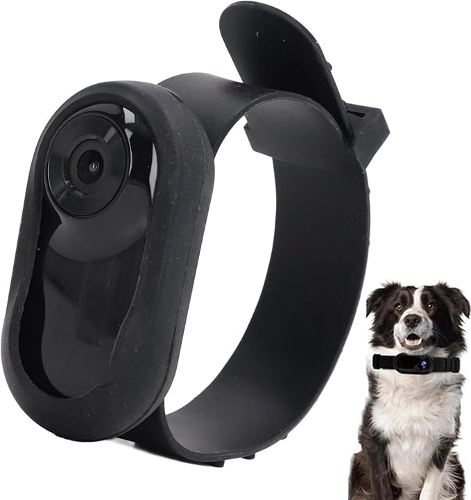 1080P Dog Collar Camera, Lightweight Pet Collar Cam with 0.96 inch LCD Display, 90° Wide Angle, Mini Pet Camera Cats (Black)