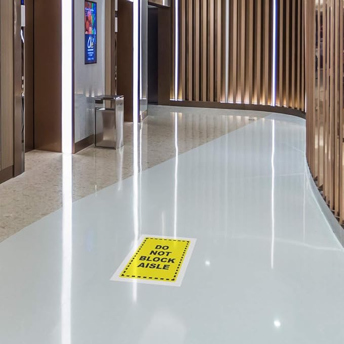 Do Not Block Floor Decals Aisle Yellow Anti-Slip Vertical Shape Lifestyle Industrial Door Signs Stickers 17Inches Longer Side
