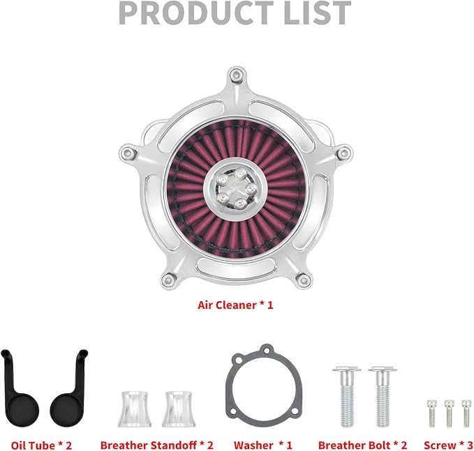 HDBUBALUS Motorcycle CNC Spike Air Cleaner Air Filter Intake System Filter