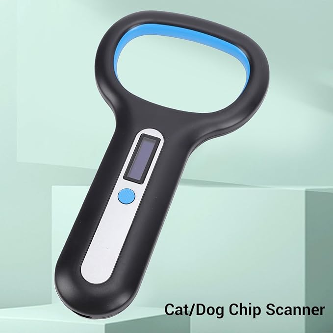Pssopp Pet Microchip Scanner, Bluetooth Animal Tag Reader with 128 Data Storage and OLED Display for Dogs Cats Pigs Chickens Ducks Cattle Sheep (Black)