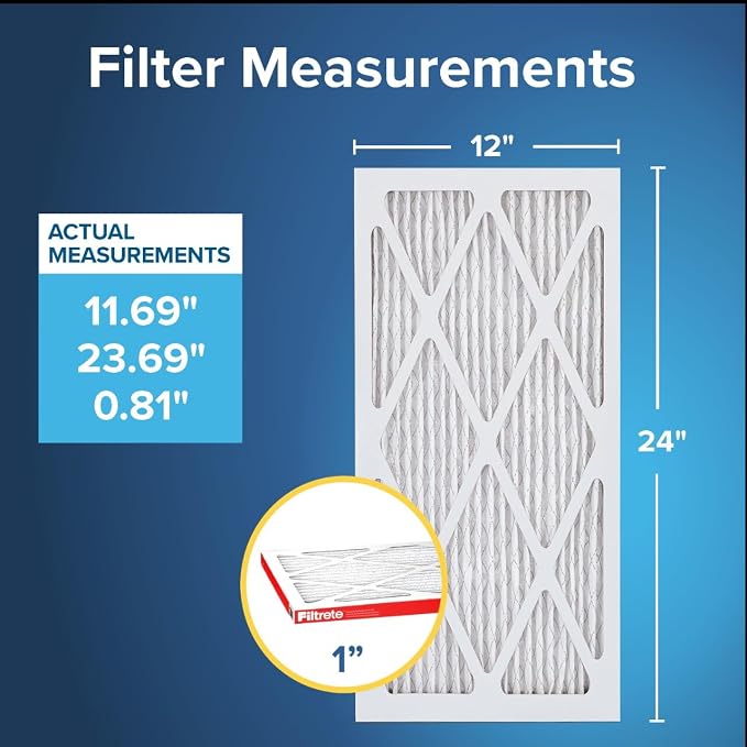 Filtrete 12x24x1 AC Furnace Air Filter, MERV 11, MPR 1000, Micro Allergen