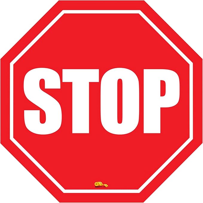 Stop Sign Modern Floor Sign - Floor Marking Sign, 16"