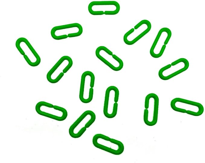 200-Piece Green Plastic Chain Links & Toys - Interlocking C-Clip Bird Cage Accessories for Parakeets, Sugar Gliders, Small Pets (Climbing/Swinging Toys)