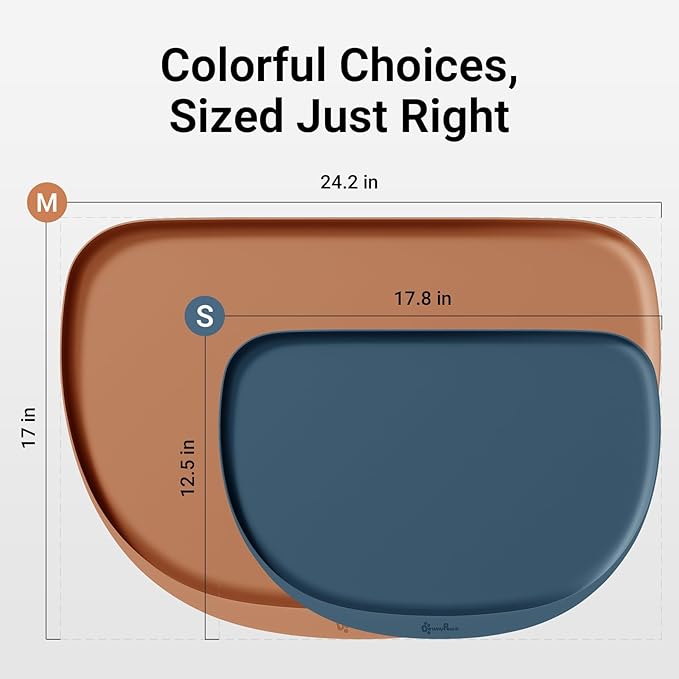 DownyPaws Dog Food Mats for Floors Waterproof, BPA Free Silicone Dog Bowl Mat, Non-Slip Pet Feeding Mat with High Raised Edge, Cat Placemat for Messy Drinkers, 24"×17", Coral