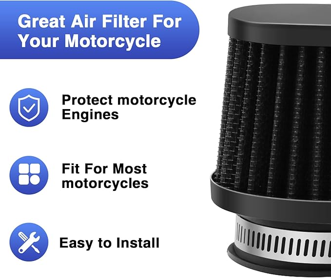 2PCS Motorcycle Air Filter Universal 38MM Replacement Engine Filter High