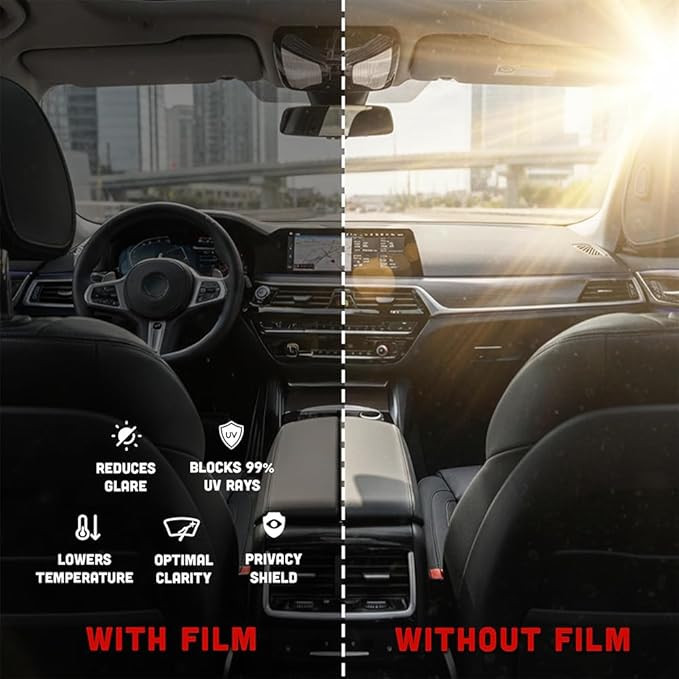 United Centurion Window Tint 50% VLT 40" Inx100'Ft 2Ply Carbon - PET Laminated Adhesive Film - Privacy Window Tint for Cars, Home, Blocks UV/IR Rays, Reduce Heat & Glare - Lifetime Color Stability