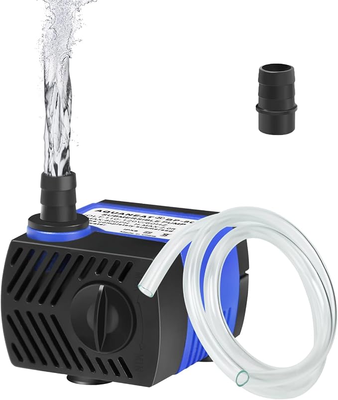 AQUANEAT Small Fountain Pump, 80 GPH Mini Submersible Water Pump