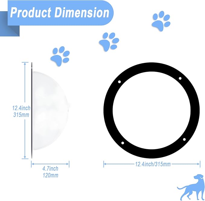 2 Pack Dog Fence Window,12.4 in Acrylic Clear Pet Dome View Playground Doggie Wood Fence Window Bubble Peek Window for Dog and Cats Deep 4.7 Inch(XL)