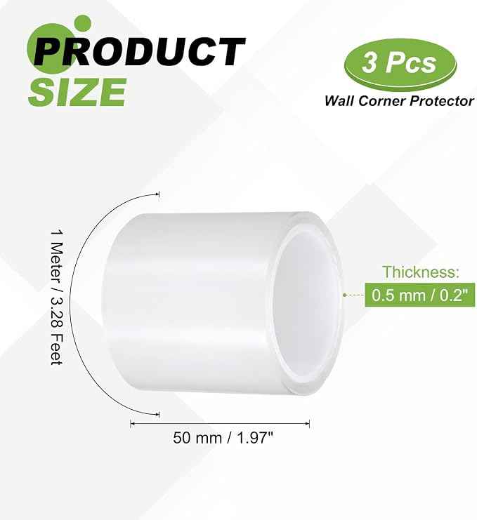 PATIKIL Clear Edge Protector Strip, 3 Roll 2 in x 3.3 ft Table Edge Protector
