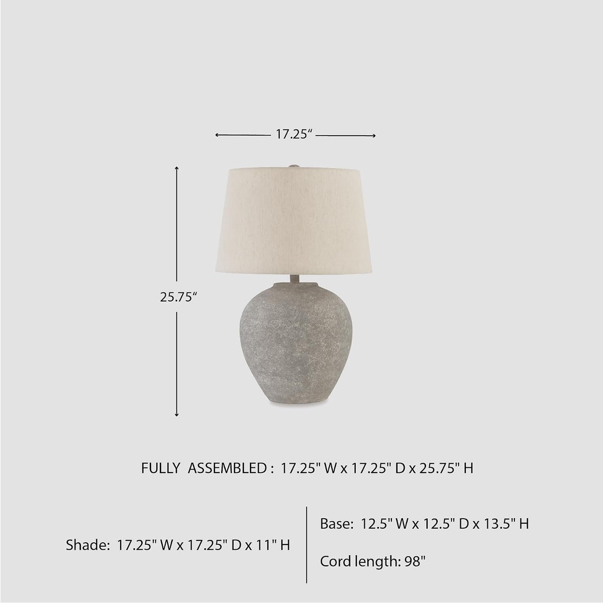Signature Design by Ashley Dreward Table Lamp, Distressed Faux Stone Look, Textured Metal and Paper Composite Construction, for Living Room Consoles and Bedside Decor, Distressed Gray, 26" Tall
