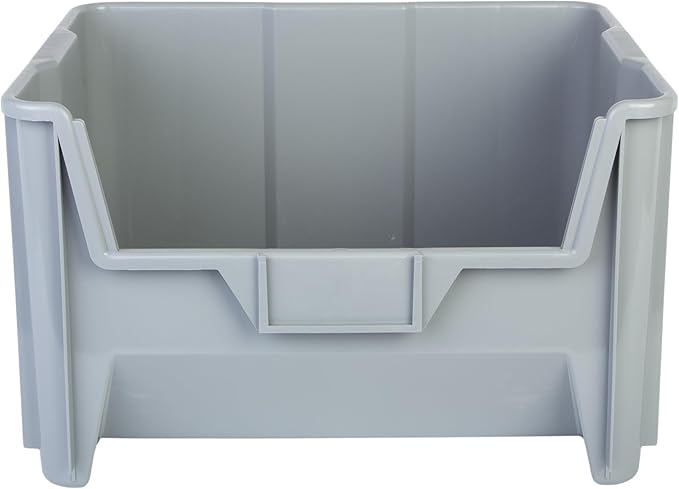 Hudson Exchange 20" x 15" x 12.5" (1 Pack) Plastic Giant Stackable Hopper Bin Container, Gray