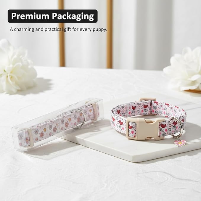 Summer Dog Collar with Tropical Pattern, Cute Dog Collar for Girl Boy Dogs, Pet Collar with Unique Print and Soft Fabric, Suitable for Medium Dogs