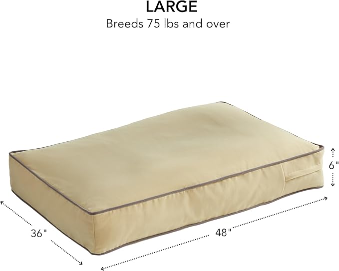 South Pine Porch Buddy Reversible Rectangle Pillow Style Microfiber Dog Bed with Removable, Machine-Washable Cover, Cream, Large (48 in. x 36 in.)